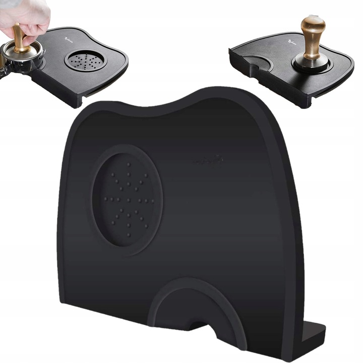 Mata tamping pentru tamper espresso, design inovator, silicon alimentar, negru, 20,3x14,8x3,2cm