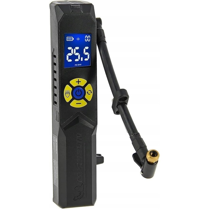 Compresor auto Michelin mini, 10 bar, cu manometru digital, compact, portabil