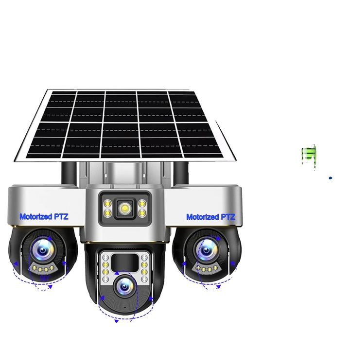 4G соларна камера за наблюдение, 360 градусов ъгъл на видимост, устойчива на атмосферни влияния, с дистанционно управление