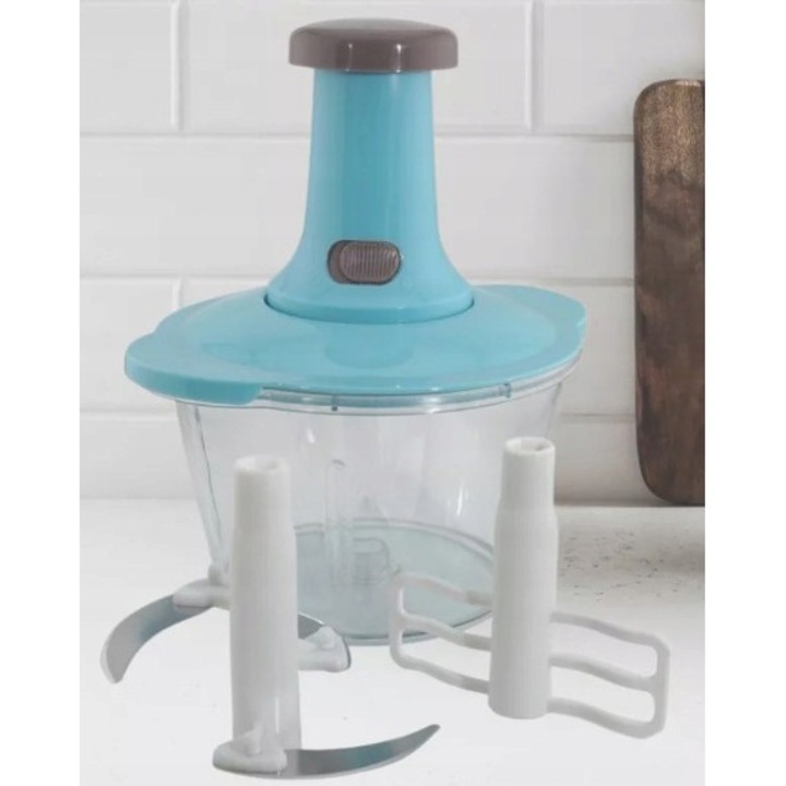 Tocator manual 2 in 1, 2L, 2 capete, plastic si metal, inaltime 30cm, diametru 18cm