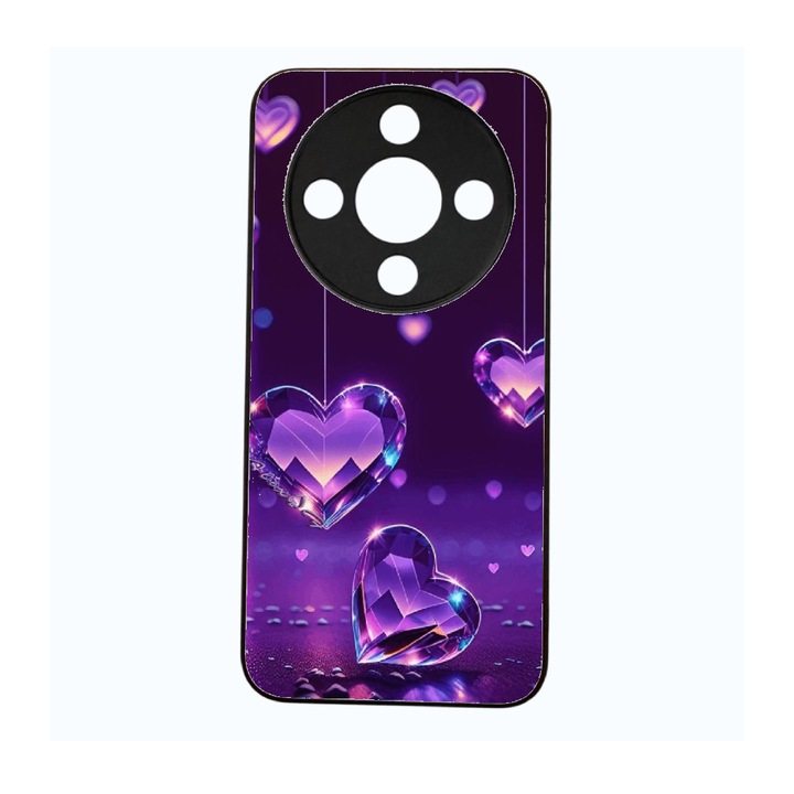 Husa telefon personalizata compatibila cu Honor Magic 8 Lite, Silicon TPU, Design Urban Neon Graffiti Purple Diamond Style, Multicolor