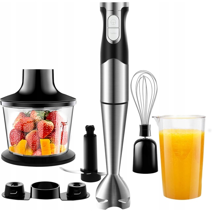 Mixer de mana Inny 1200W, 6 in 1, blender, accesorii, alb