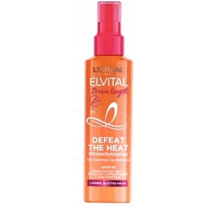 L'Oreal Paris Elvital Dream Length Spray de protectie termica 150 ml, pentru par lung si neted, protectie impotriva umiditatii