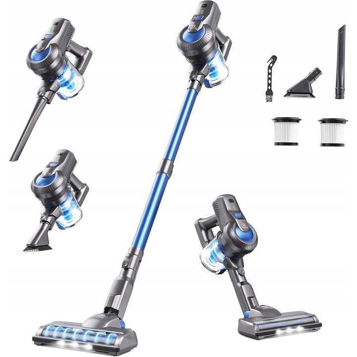 Aspirator vertical fara fir 23000 PA 6 in 1 cu filtru HEPA, usor