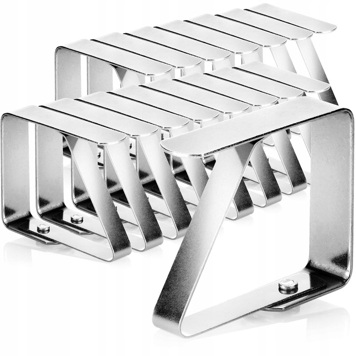 Комплект от 8 метални щипки за маса, сребристи, 4 см x 4,7 см