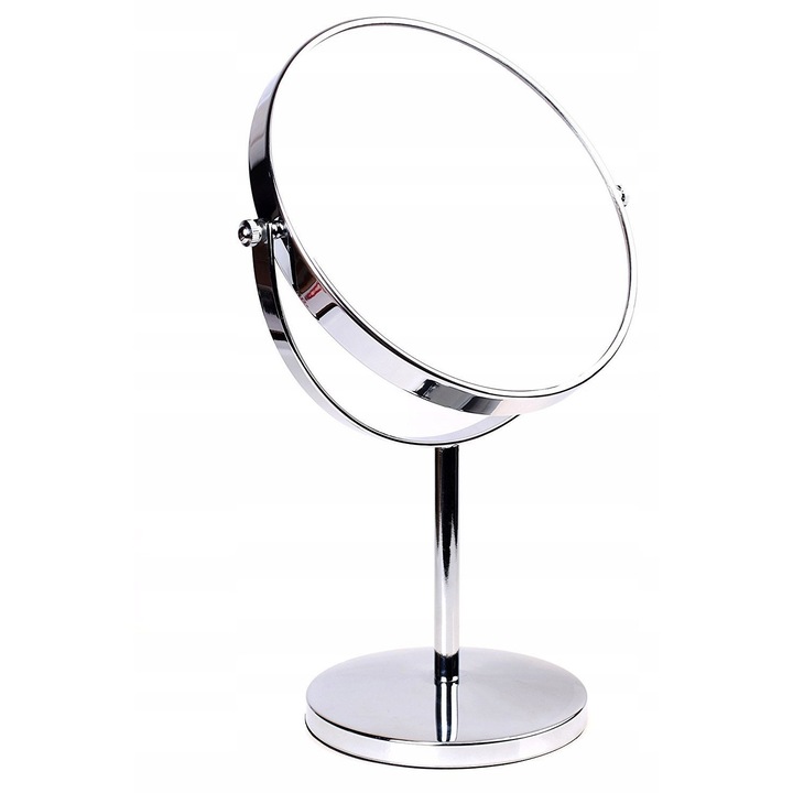 Lustru cosmetic dublu, 10x marire, argintiu, 20cm diametru, inaltime maxima 39cm
