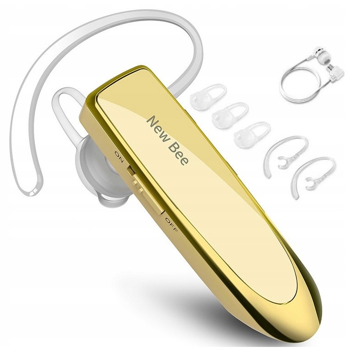 New Bee vezeték nélküli fülhallgató, LC-B41 modell, Bluetooth 5.0, 24 óra beszélgetési idő, arany