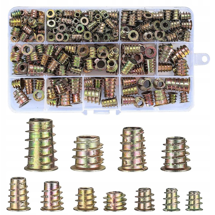 Set 230 bucati piulite hexagonale M4/M5/M6/M8/M10 din otel zincat