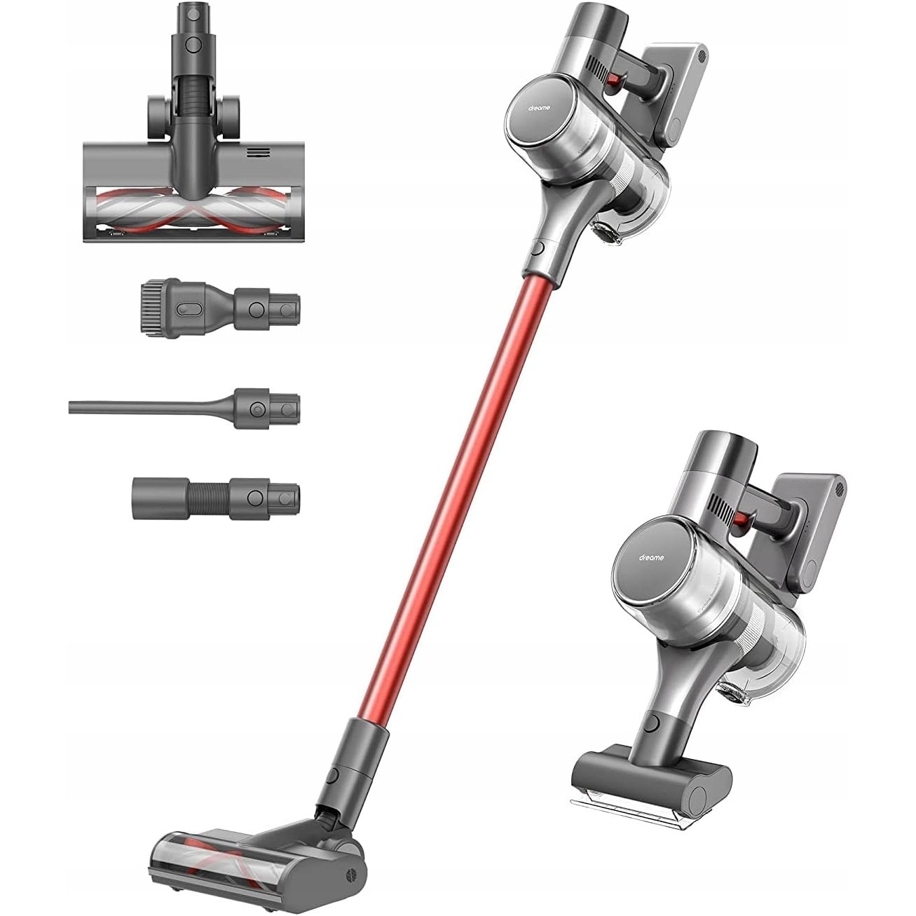 Aspirator vertical fara fir Dreame T20, 450W, putere de aspiratie 25000 Pa, acumulator schimbabil, gri