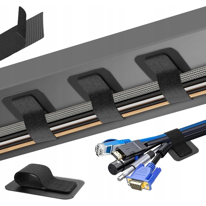 Органайзер за кабели, 20 броя, самозалепващи, за 15 проводника