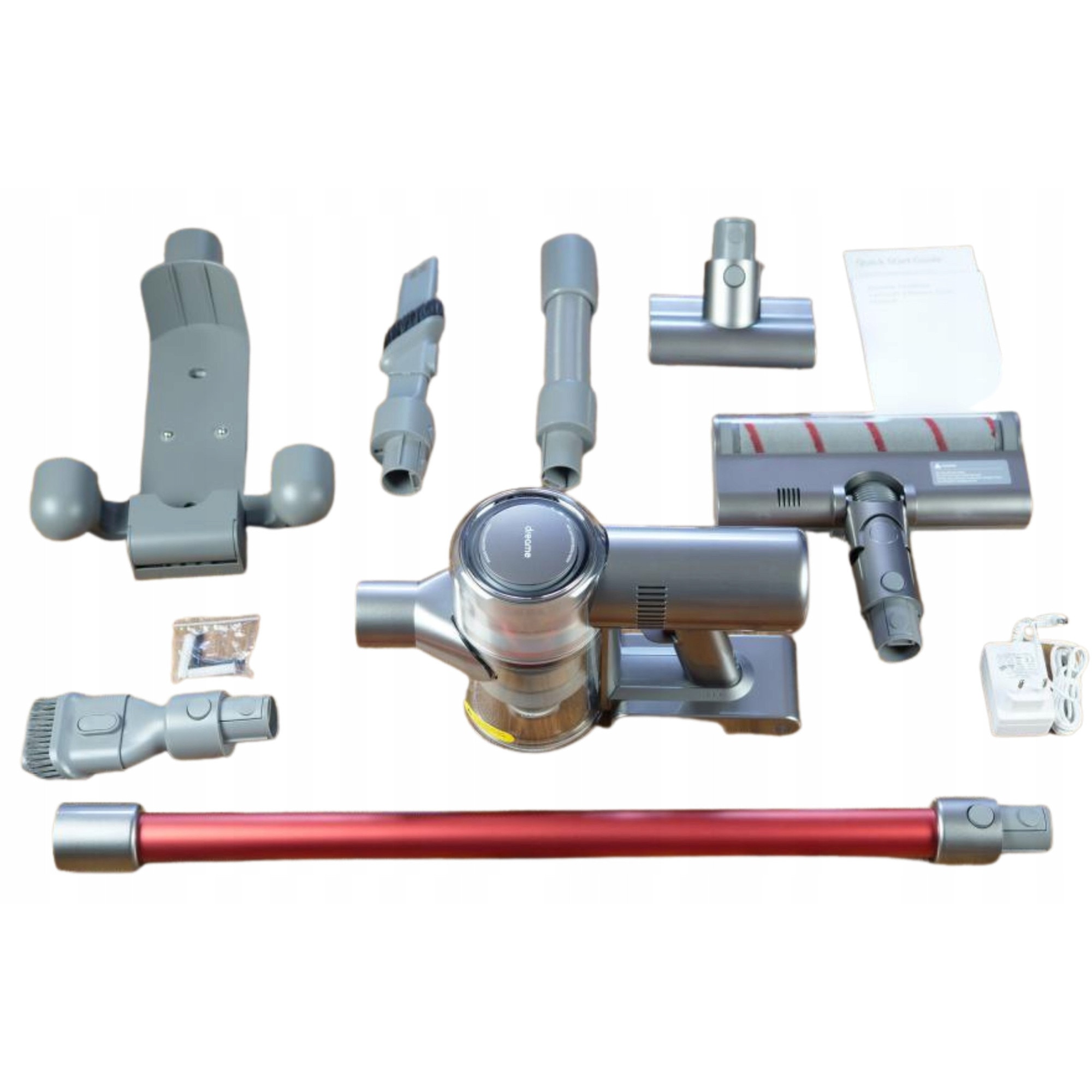 Aspirator vertical 2 în 1 Dreame V11, 150 AW, 90 min, gri-rosu, set complet
