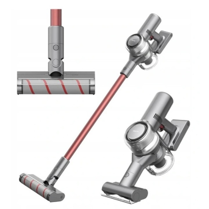 Вертикална прахосмукачка 2 в 1 Dreame V11, 90 мин, 150 AW, сиво-червена, пълен комплект