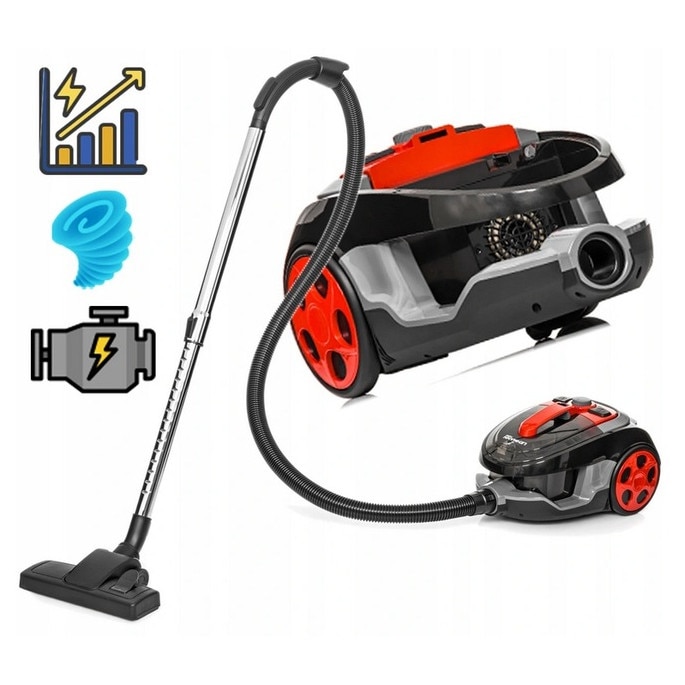 Aspirator ciclonic Lehmann 4000W, fara sac, 2.5L, cu turbosa, negru