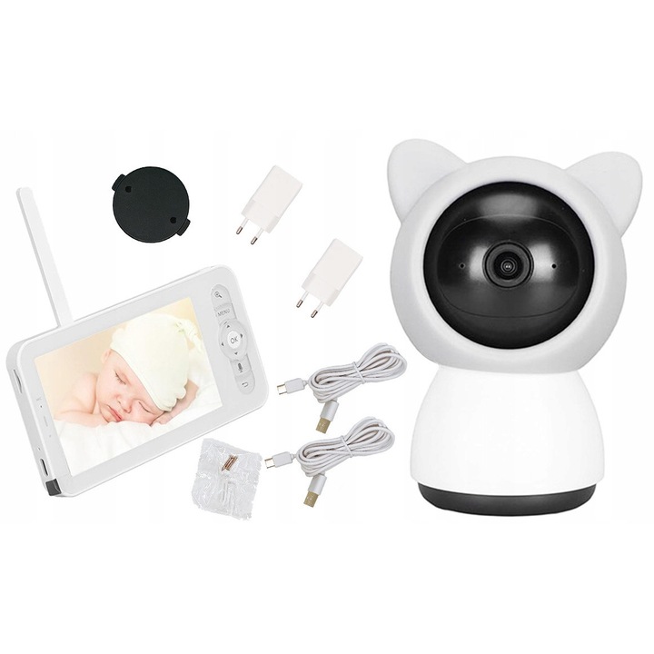 Monitor video pentru bebelusi Sone, camera Full HD 1080p, monitor LCD 5", conectivitate Wi-Fi, set complet