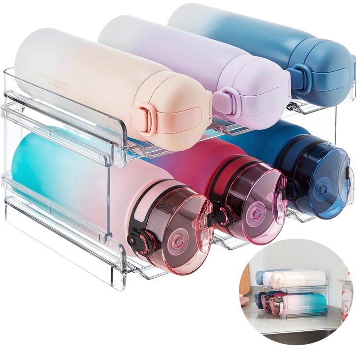 Rendezőszervező 6 üveghez, átlátszó, 2 szintes, modern design, 31,5x21,7x4,9cm