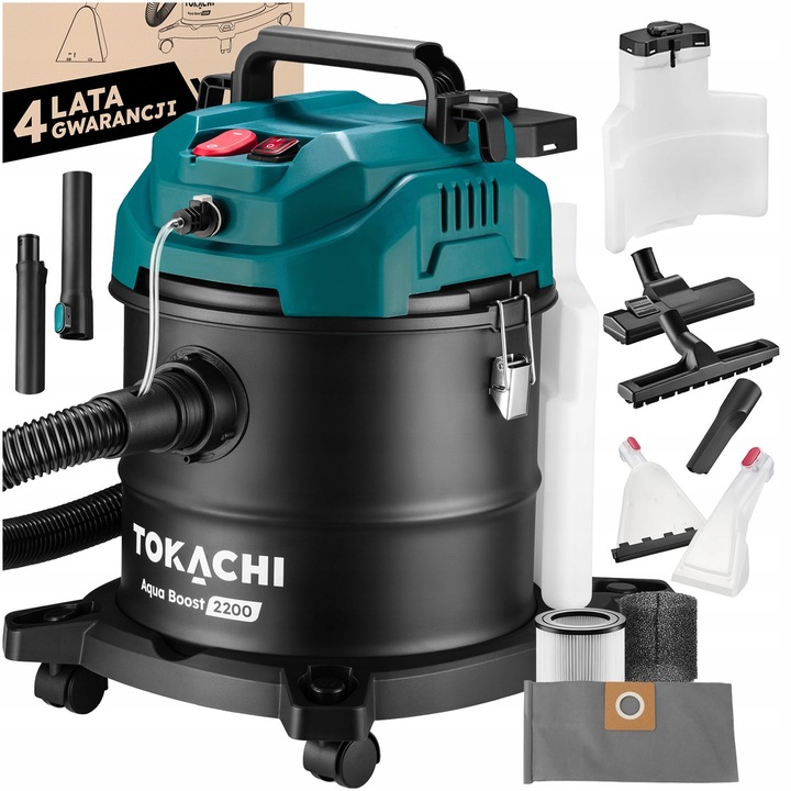 Tokachi Aqua Boost 2200 porszívó és mosó, 4 az 1-ben, 2200W, 20L kapacitás, fekete, 6.5m kábel