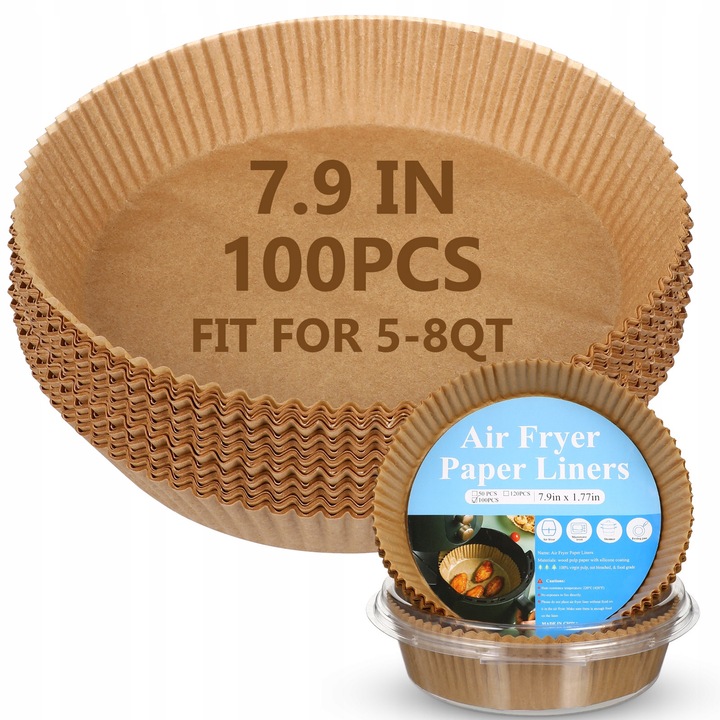 Set 100 bucati forme de hartie pentru friteuza fara ulei, 20x20x4.5cm, maro