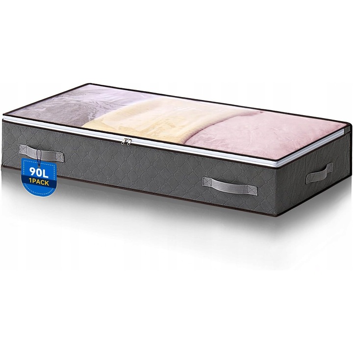 Husa depozitare haine, 90L, material respirabil, 100x50x18cm, gri