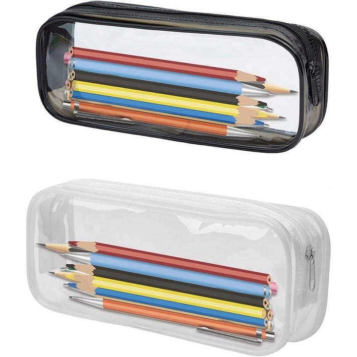 Átlátszó tolltartó szett 2 db, WeddHuis, többszínű, 20x3,5x8cm