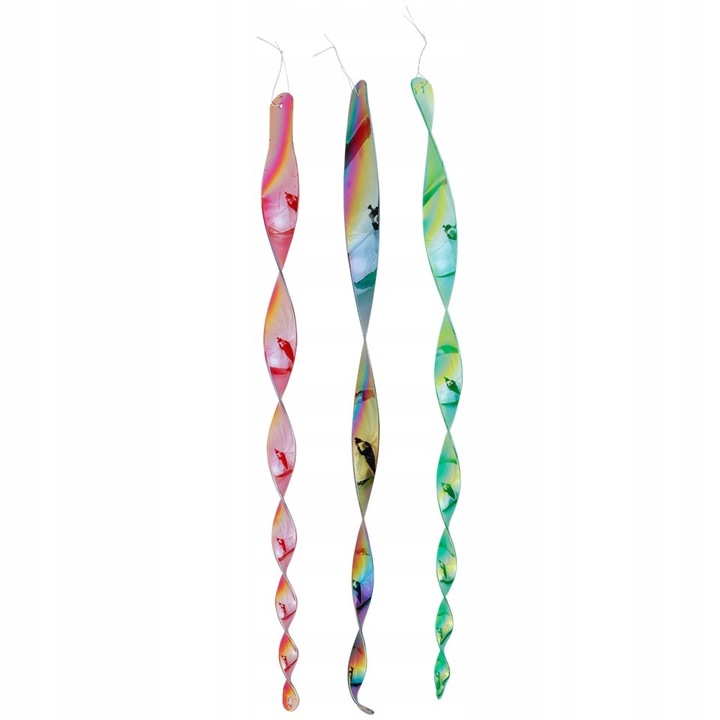 Set 3 accesorii de alungat Pasari Twister 48 cm, Ecologic, Multicolor