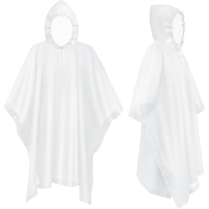 Set 2x poncho unisex impermeabil, alb, material EVA, dimensiuni 100x128cm
