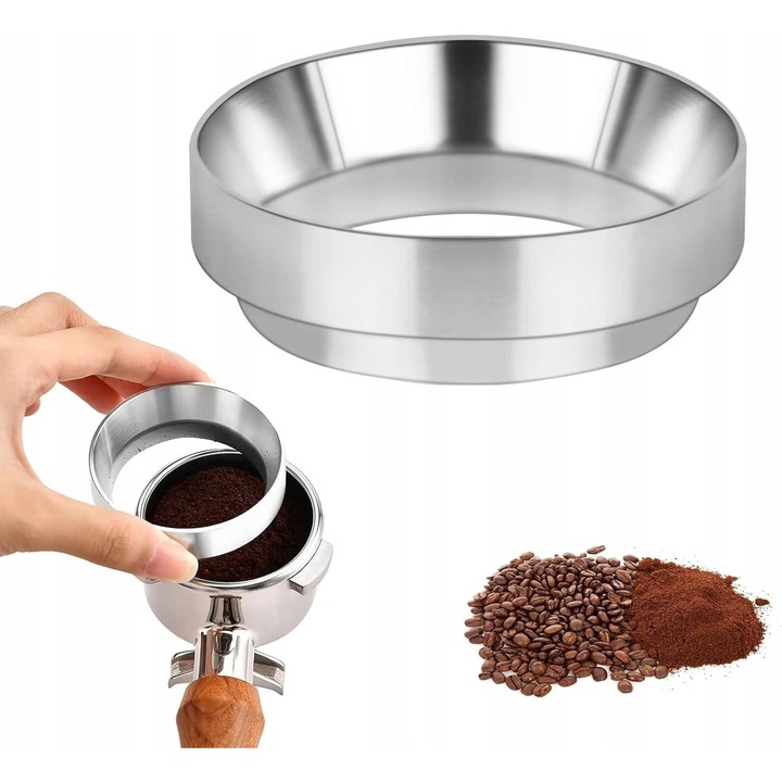 Kávé adagoló gyűrű mágnessel, 51mm, alumínium, ezüst, eszpresszóhoz