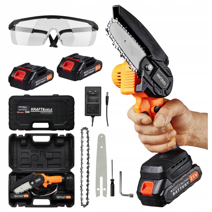Akkumulátoros láncfűrész 4 hüvelyk Kraft, 21V, fához