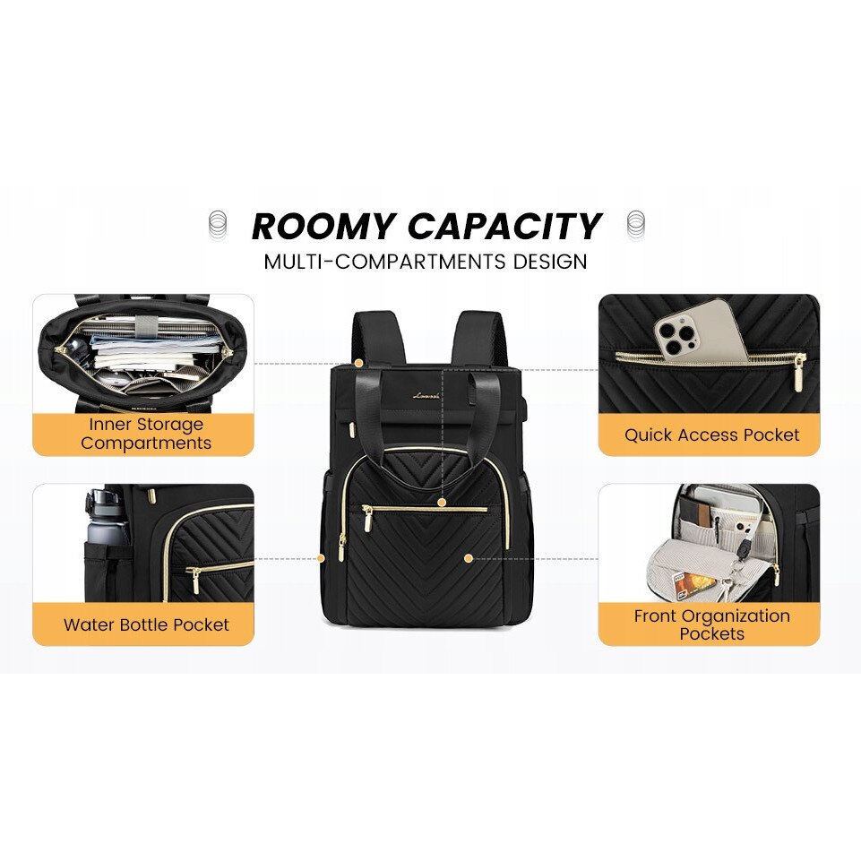 Rucsac laptop LOVEVOOK, 15,6", negru, 33x16x41cm, 22l, cu port USB