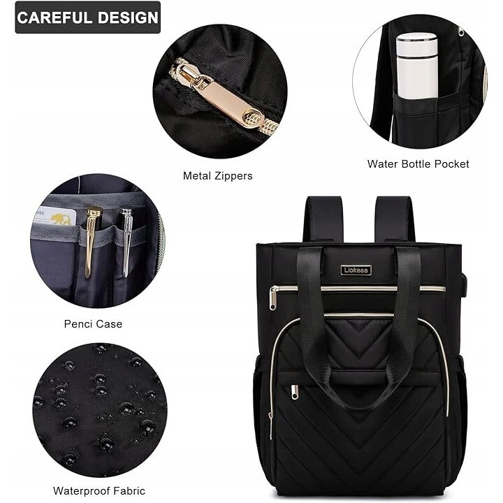 Rucsac laptop LOVEVOOK, 15,6", negru, 33x16x41cm, 22l, cu port USB