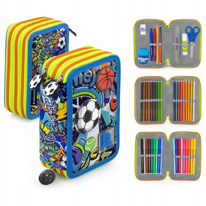 Piornik potrojnic, 44 accesorii, multicolor, 20 cm, set