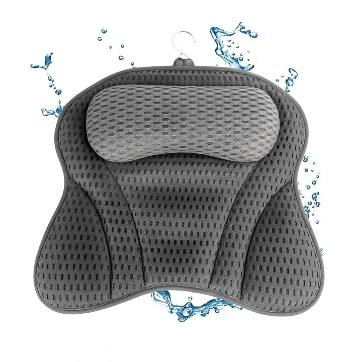Perna de baie, suport pentru cap, tehnologie 4D, 40x42x6cm, gri