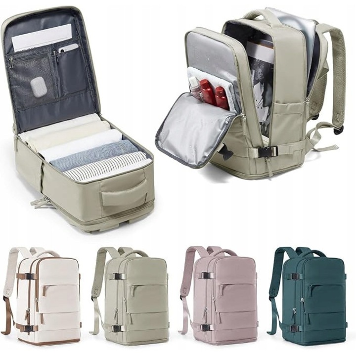 Rucsac de voiaj, 40x25x20 cm, material impermeabil, culoare bej deschis