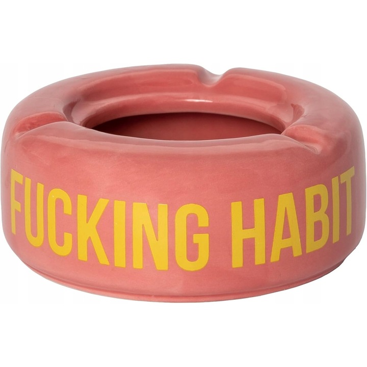 Scrumiera, din ceramica, roz/galben