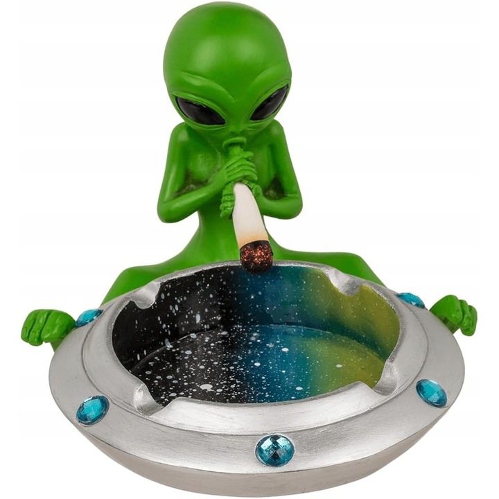 Scrumiera decorativa, design extraterestru, multicolor, polirasina