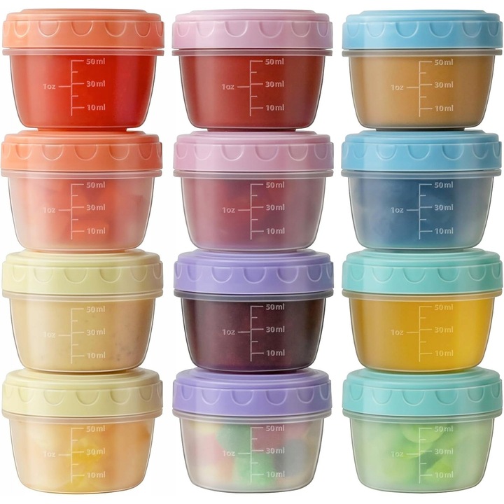 Set 12 cutii alimentare hermetice 77 ml, pastel, 4,5x6 cm