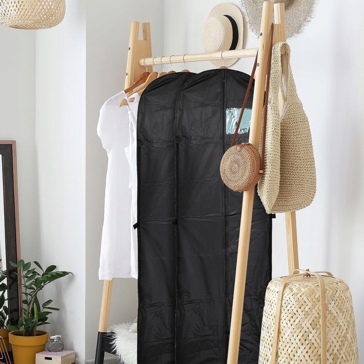 Sac pentru imbracaminte, 180x60cm, impermeabil, rezistent la molii, cu fereastra transparenta, set