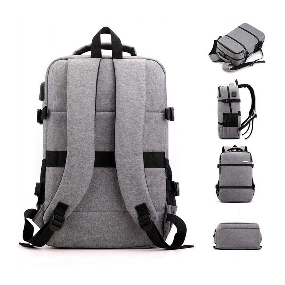 Rucsac laptop 17", gri, cu port USB, rezistent la intemperii, cu multiple compartimente