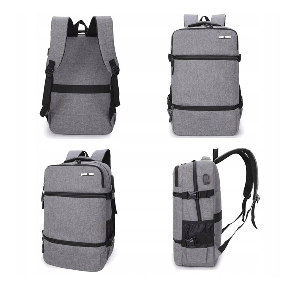 Rucsac laptop 17", gri, cu port USB, rezistent la intemperii, cu multiple compartimente