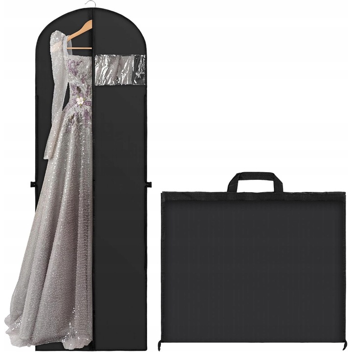 Husa pentru imbracaminte, 180x60cm, impermeabil, rezistent la molii, cu fermoar metalic, transparent, usor, pliabil