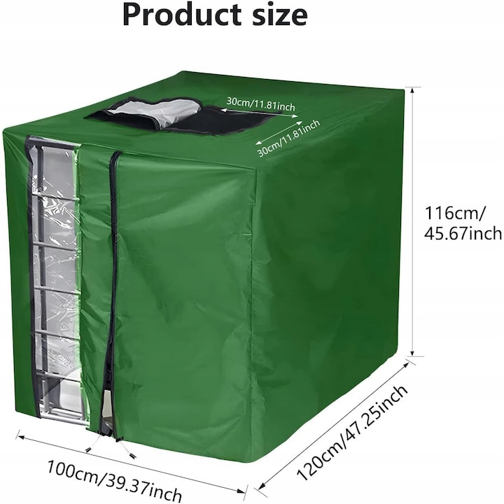 Husa pentru rezervor IBC, 1000 L, poliester 420D, impermeabila, 120x100x116 cm, protectie UV