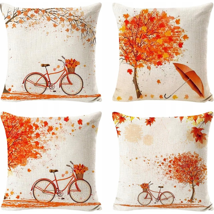 Set 4 fete de perna decorative, 40x40 cm, design de toamna, multicolor