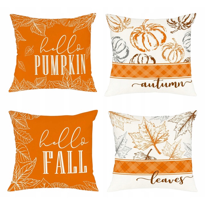Set 4 fete de perna decorative, 40x40 cm, design de toamna, multicolor