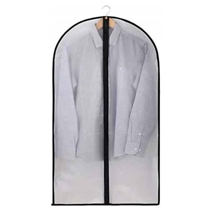 Set 5 huse pentru imbracaminte, polipropilena, rezistente la praf, reutilizabile, transparente, dimensiune universala