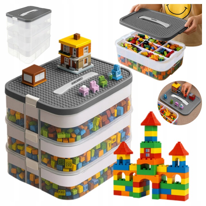 Cutie depozitare AAA, organizator jucarii, 22l, cu compartimente, 3 etaje