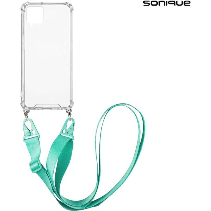 Husa telefon Sonique Armor Clear, antishock, pentru Samsung Galaxy A12 / M12, albastra, cu strap