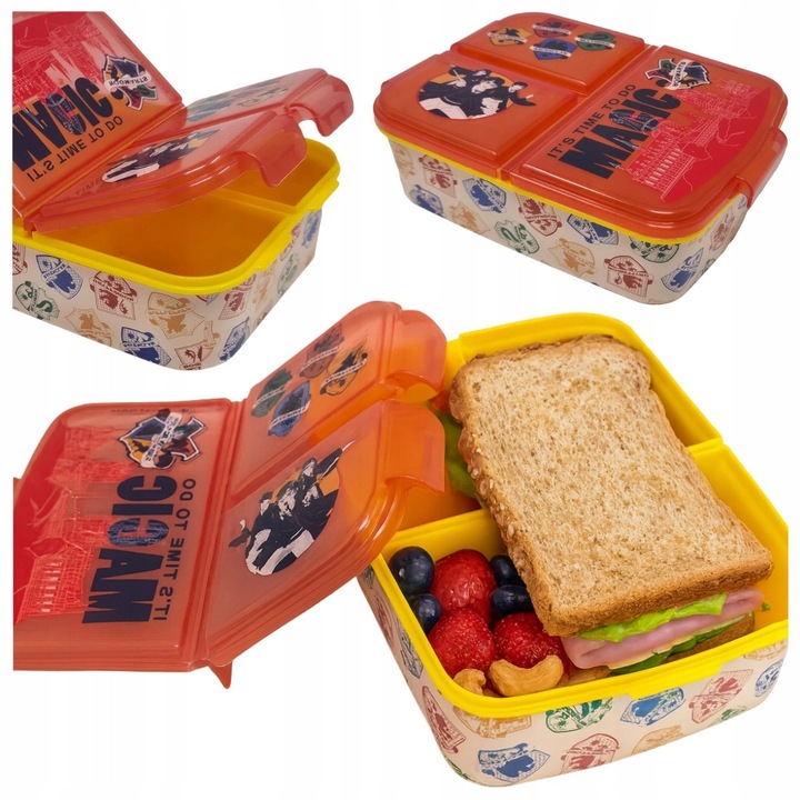 Cutie alimentara Harry Potter, 1400 ml, 3 compartimente, fara BPA, 18x14x7cm