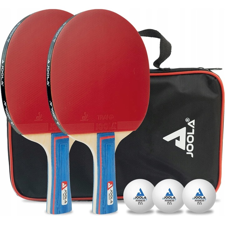 Set palete tenis de masa Joola Match, 2x paleta, 3 mingi Joola Select, ergonomic, TRAMP, 1,8 mm