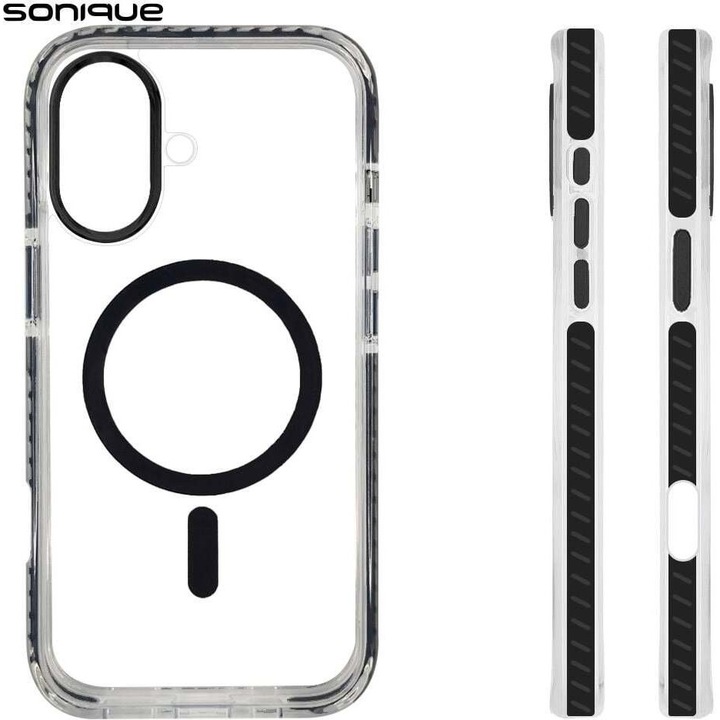 Sonique Theke Magnetic MagHard Pro pentru Apple iPhone 16 Plus, rezistent la caderi, protectie impotriva zgarieturilor, negru