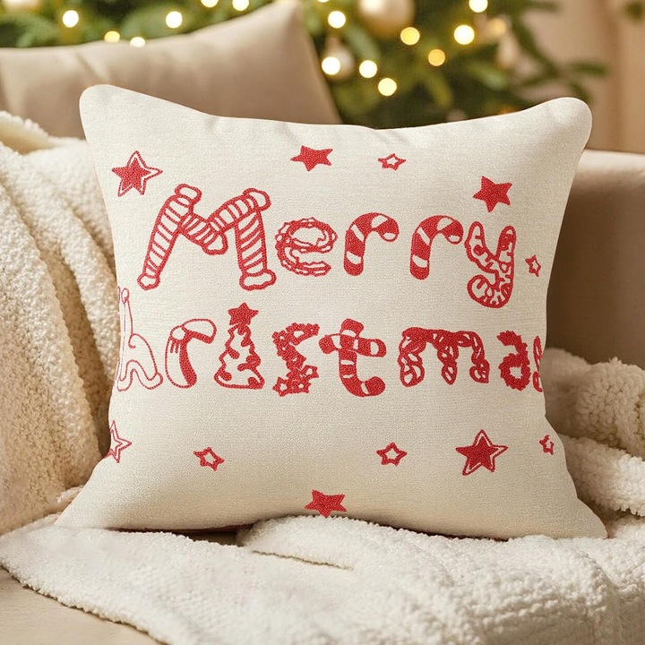 Fata de perna, Inny, 45x45 cm, tematica de Craciun, brodata