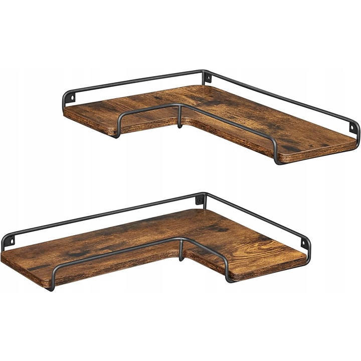 Рафтове Vasagle комплект 2 броя, рустик, 29x40x14см, кафяв цвят, материал: шперплат, стомана